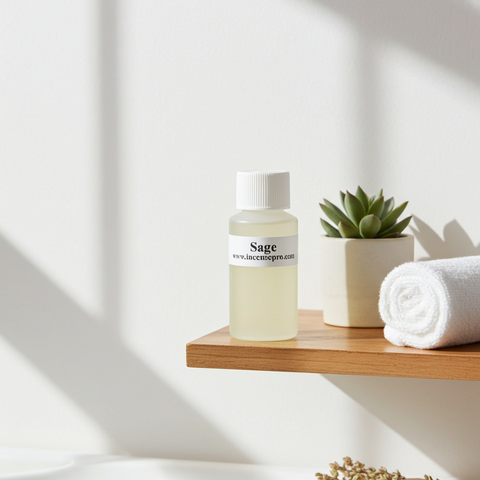 White sage burning oil with a clean, herbal aroma