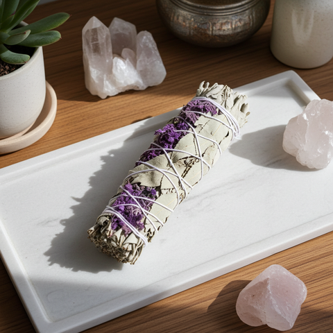 4-inch white sage and lavender flower cleansing bundle
