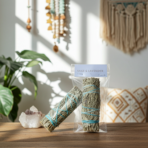 White sage and lavender bundle for cleansing and calming rituals