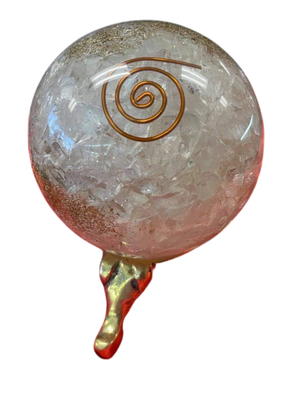 Amethyst orgonite crystal ball sphere for holistic wellness, spiritual grounding, and calming daily rituals.