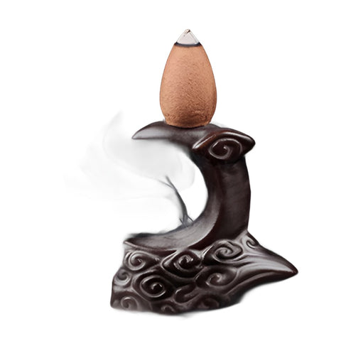 Backflow Floral Duck ceramic incense burner with hand-painted floral detailing