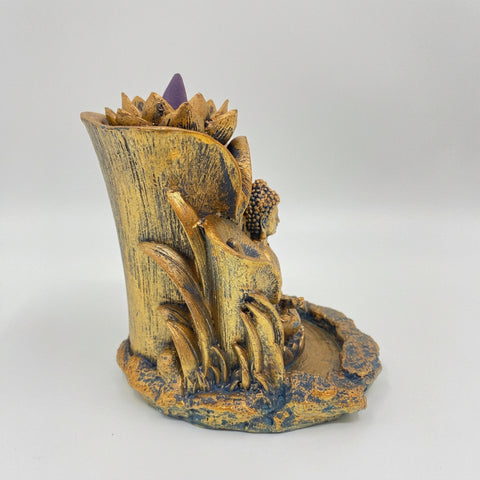 Backflow Incense Burner- Golden Buddha in Meditation - Incense Pro (Image 2)