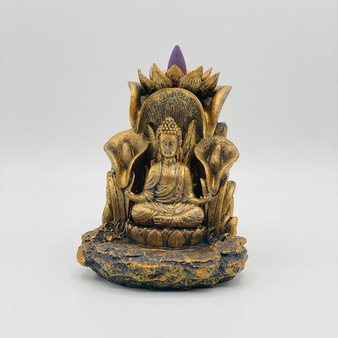 Backflow Incense Burner- Golden Buddha in Meditation - Incense Pro (Image 3)