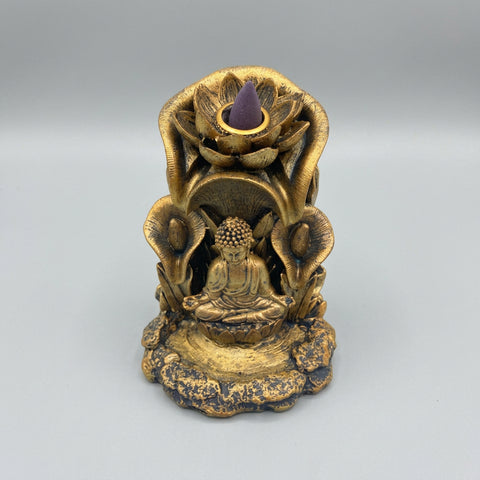 Backflow Incense Burner- Golden Buddha in Meditation - Incense Pro