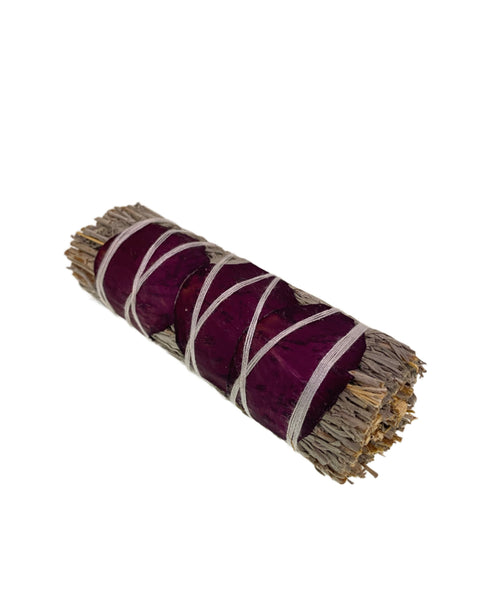 Blue Sage with Rose Petals cleansing love smudge stick heart chakra