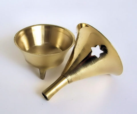 Single cone brass incense burner with cone funnel, view 2