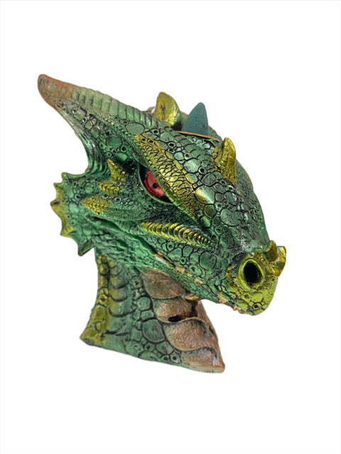 Dragon Head backflow incense burner with fierce sculpted dragon form and cascading mist display