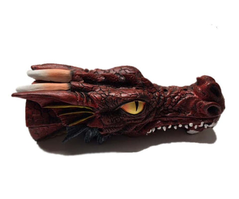 Dragon Head incense holder for sticks and cones with detailed hand-painted dragon sculpture