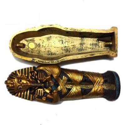 Egyptian Tutankhamun incense burner with golden pharaoh sculpture for sticks and cones