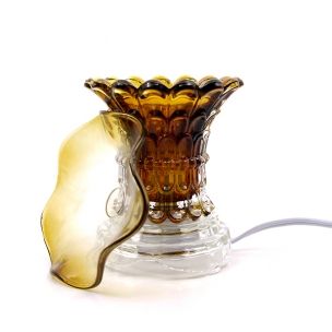 Electric Fragrance Oil Lamp brown glass for home decor and continuous fragrance oil warming without flame.