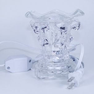 Electric Fragrance Oil Lamp clear glass as night light and scented oil warmer for bedroom and living room use.
