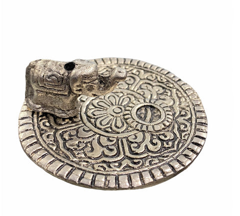 Elephant aluminium incense burner with sacred elephant form for sticks