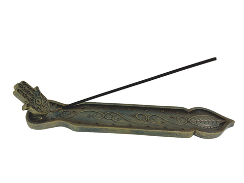 Hamsa Hand incense stick holder with sacred protective evil eye symbol