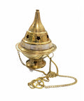 Hanging brass incense burner with genuine mother of pearl inlay and chain