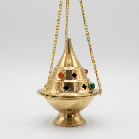 Hanging Brass Burner with Beads - Incense Pro (Image 3)