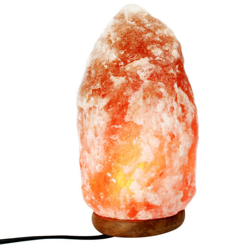 Himalayan Salt Lamp Small authentic pink crystal with solid wooden base for daily air purification and stress relief.