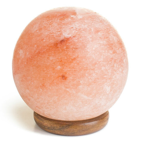 Himalayan Salt Lamp Sphere Globe authentic pink crystal for negative ion generation and home wellness.