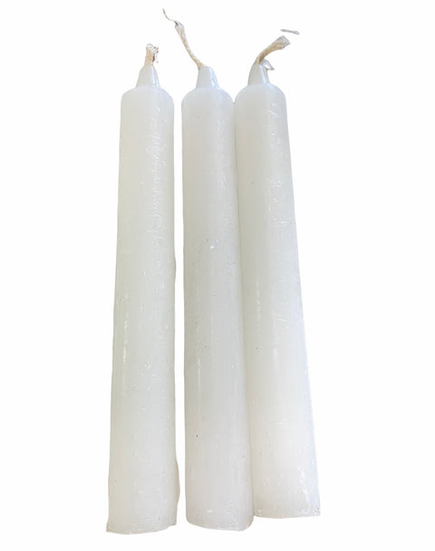 Household Candle Set of 3 white taper candles universal ritual altar use