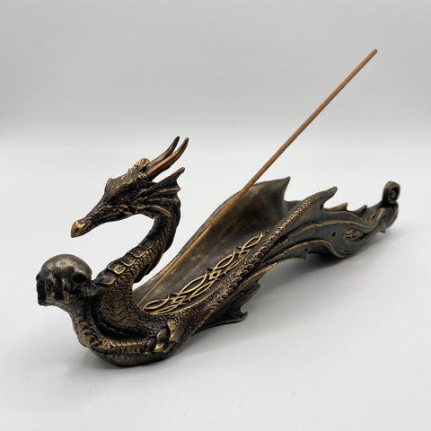 Incense Burner- Dragon Holding Skull - Incense Pro