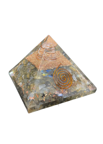 Labradorite Orgonite Pyramid psychic magic altar orgone energy sacred geometry