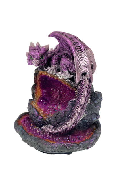 LED Baby Dragon backflow incense burner with glowing LED lighting and dragon breath mist