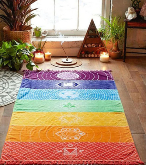 Mandala Chakra Tapestry sacred wall art seven chakra meditation yoga room