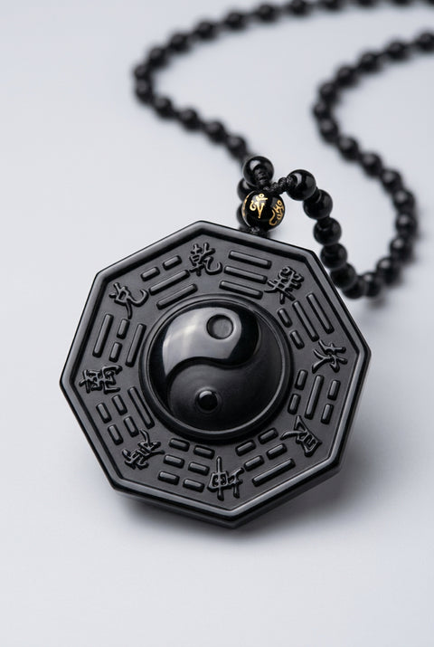 Obsidian Pendant - Yin and Yang - Incense Pro (Image 2)