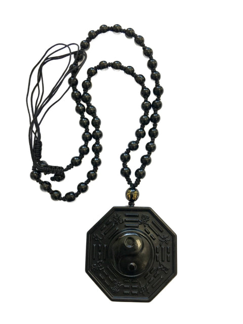 Obsidian Pendant Yin Yang protection truth grounding sacred jewelry