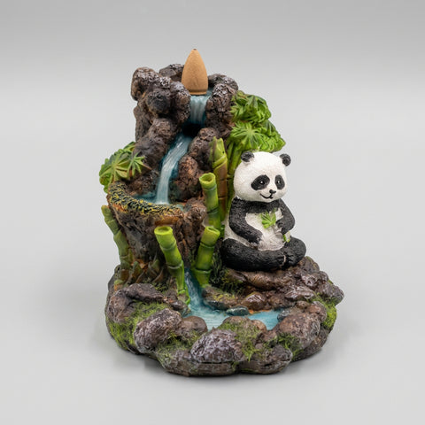 Panda in waterfall backflow incense burner, view 4