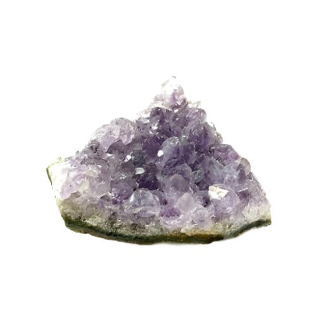 Amethyst cluster crystal for tabletop display, gemstone decorating, and calming interior accents.