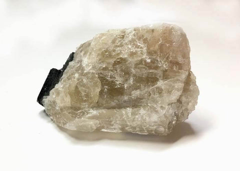 Raw Crystal Cluster with Calcite and Tourmaline for mineral collecting, shelf display, and holistic use.