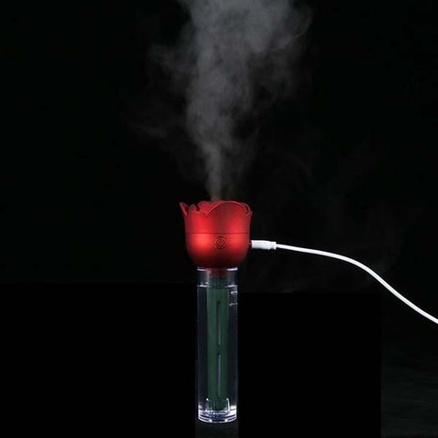 Rose Shape Mini USB Air Humidifier portable and quiet for office, bedroom, and hotel room humidity.