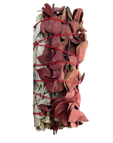 Sage Infused with Dragon's Blood Smudge Stick 4 inch for spiritual cleansing, manifestation rituals, and protection.