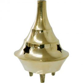 Single Cone Brass incense burner with elegant minimal traditional brass design