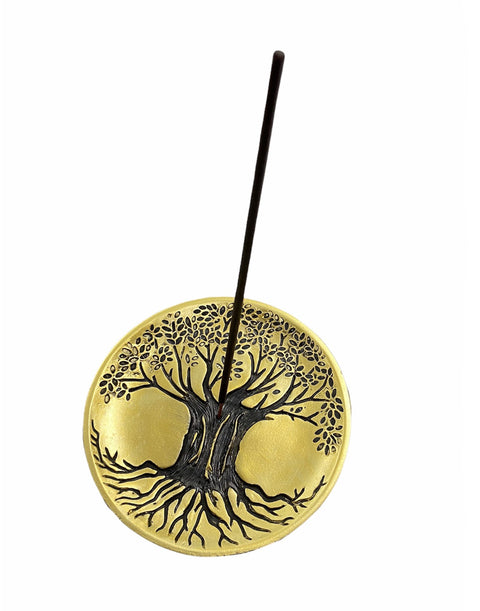 Tree of Life incense burner with universal sacred tree symbol and branches