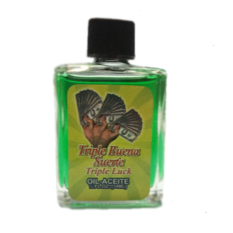 Triple Luck Buena Suerte Spiritual Oil for luck, prosperity, and ritual anointing practice.