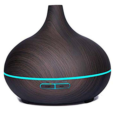 Wood Grain Diffuser black version with color changing LED for mood setting and relaxation.