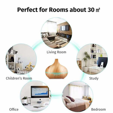 Wood Grain Diffuser mist output for yoga, meditation, and home wellness routine.