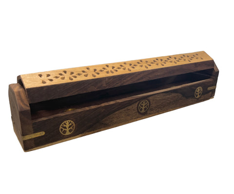Wooden coffin incense holder box for home fragrance